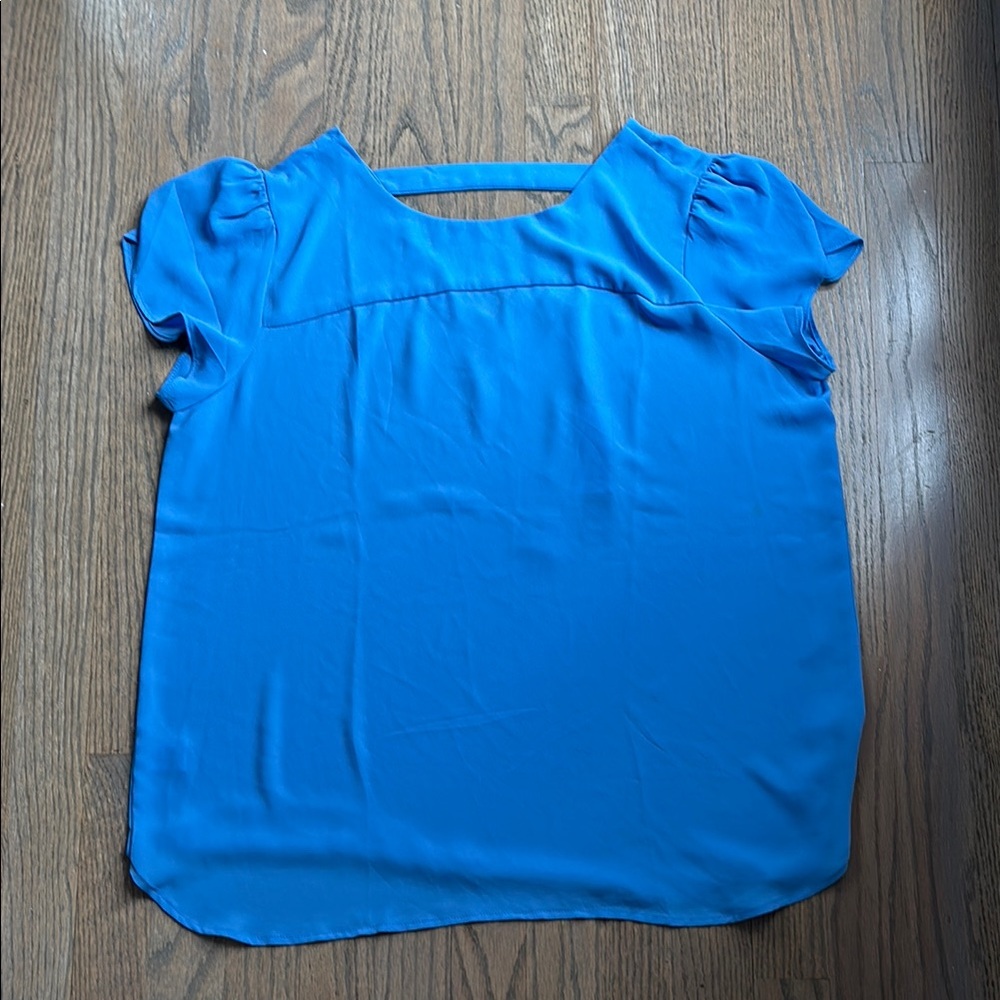 NWT LOFT Blue Puff Sleeve Blouse - SIZE L